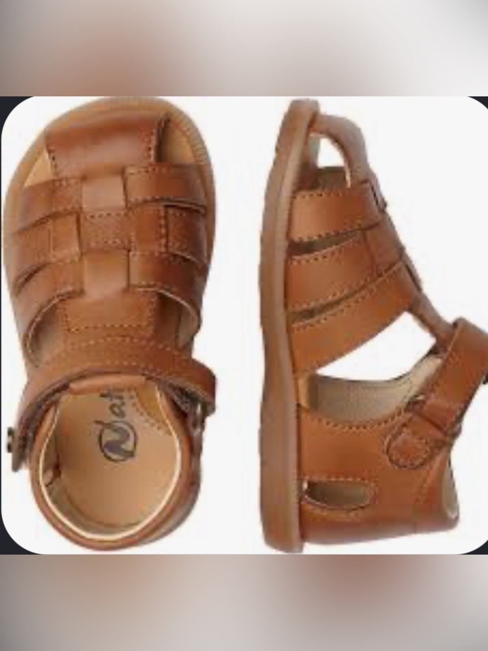 Naturino Zaffiro Toddler Boy Leather Sandal Size 27 (US 9) in Cognac Brown